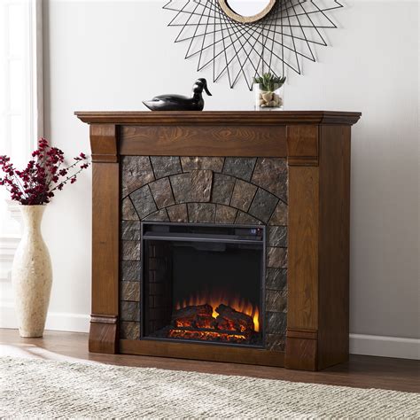 Electric fireplaces are an attractive way to keep your living room, bedroom, media room, or office comfortable. 45.5" Elkmont Salem Antique Oak Electric Fireplace - FE9282