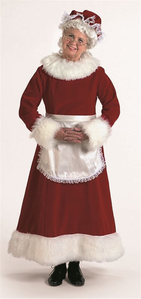 Luxurious Mrs Santa Claus Dress With Hat And Apron
