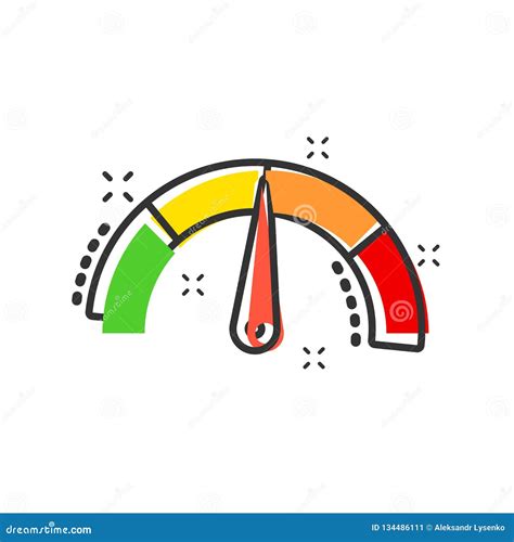 Meter Dashboard Icon In Comic Style Credit Score Indicator Level