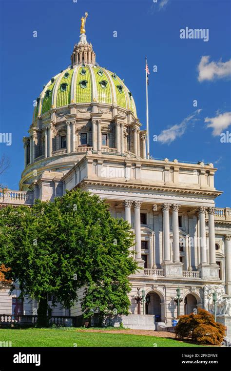 Pennsylvania State Capital Complex Building With Its Green Dome And