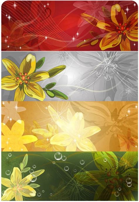 Colorful Flowers Banners Vectors Free Download