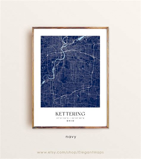 Kettering Ohio Map Kettering Oh Map Kettering City Print Etsy