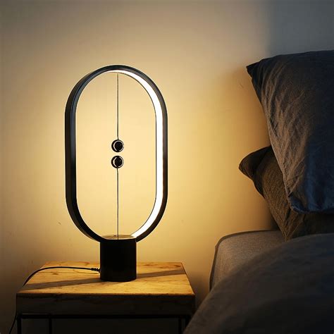 Wood Table Lamp Smart Balance Lamp Led Night Light Ellipse Usb Magnetic