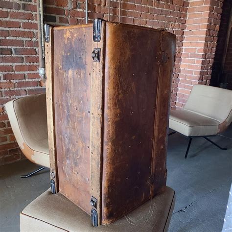 Boston Civil War Era Leather Brass Travel Trunk For Sale At 1stdibs