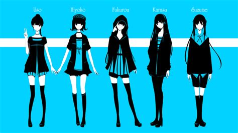 Anime Girls Simple Background Pantyhose Long Hair Meganekko Hat Thigh Highs Short Hair
