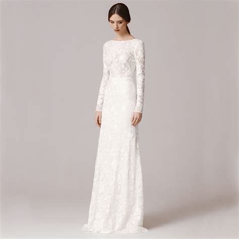 Romulusflood Lace Sheath Wedding Dress With Sleeves