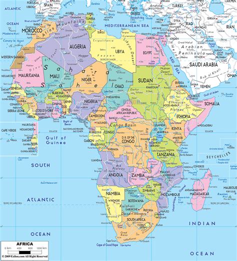 Map Of Africa With All African Countries Maps Ezilon Maps