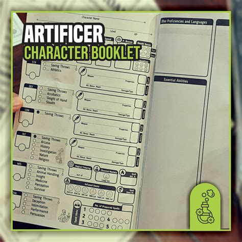 Artificer Character Sheet For Dnd 5e Form Fillable Pdf Etsy Canada