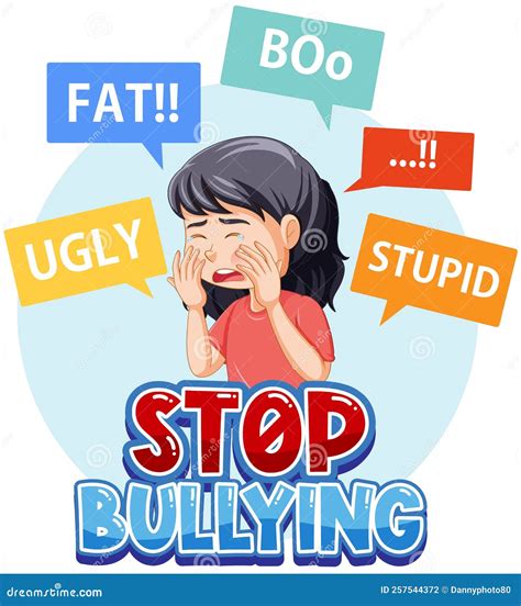 Stop Bullying Kids Text Design Stock Vector - Illustration of little