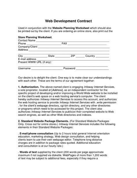 Web Developer Contract Template Free Printable Documents Contract