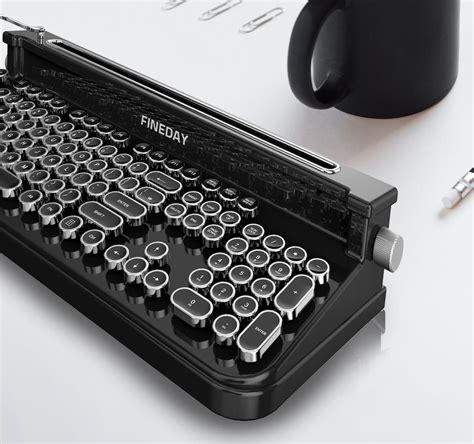 Fineday Retro Bluetooth Typewriter Keyboard Pairs With Up To Three