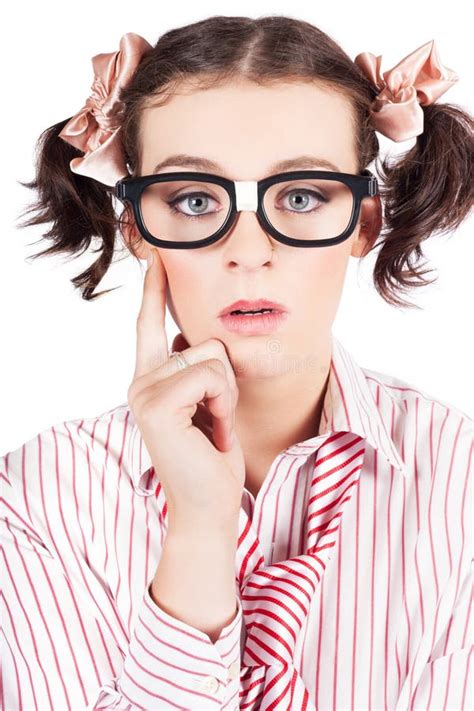 Funny Nerd Business Woman With Smart Idea Stock Photo Image Of Nerdy