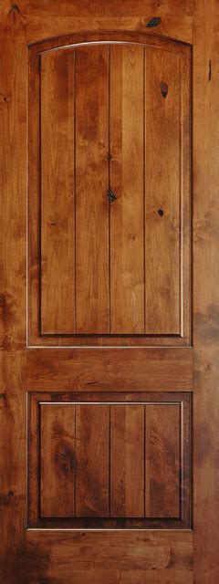 Mediterranean Doors Solid Wood Knotty Alder Arch 2 Panel Door