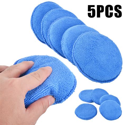 5pcs set microfibre car polish waxing pad foam sponge wax applicator car cleaning detailing pads