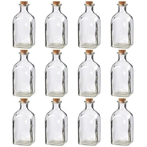 Juvale Clear Glass Bottles With Cork Lids 12 Pack Of Small Transparent