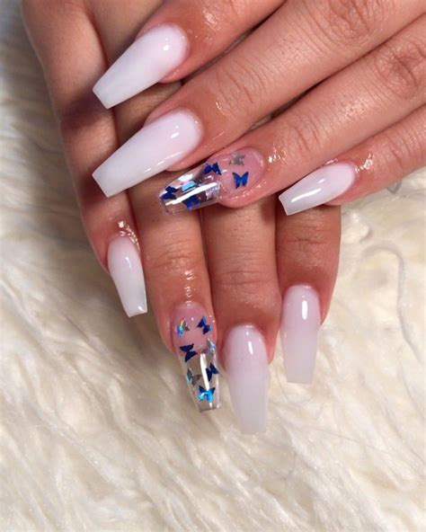 White Nails With Glitter Ideas Nails Design Ideas