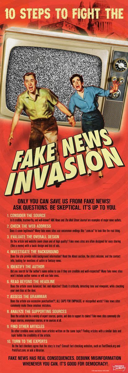 10 Steps To Fight The Fake News Invasion Skinny Poster High School