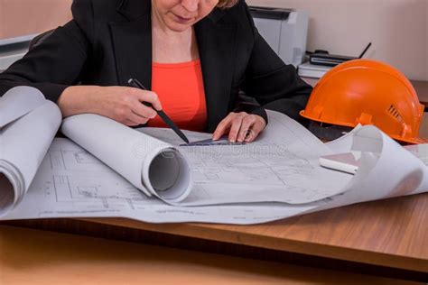 Female Designer Draws A Drawing Stock Image Image Of Businessman