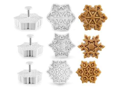 Pusher Cookie Cutter X 3 Snowflake Shape Ibili Meilleur Du Chef
