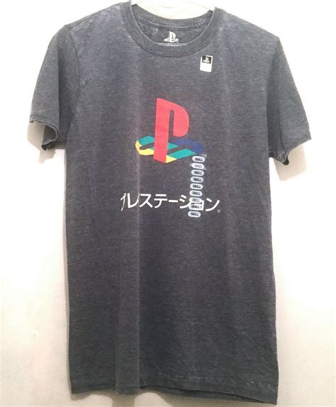 Playstation Ps Logo Sony Japanese Kanji Gray Video Game Graphic Tee T