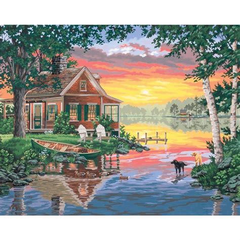 Paint Works Sunset Cabin Paint By Numbers Craft And Hobbies From Crafty