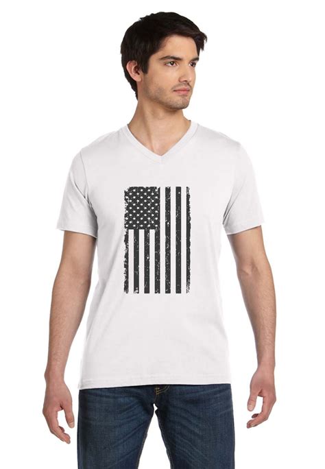 Big Black American Flag Vintage Distressed Usa Flag V Neck T Shirt