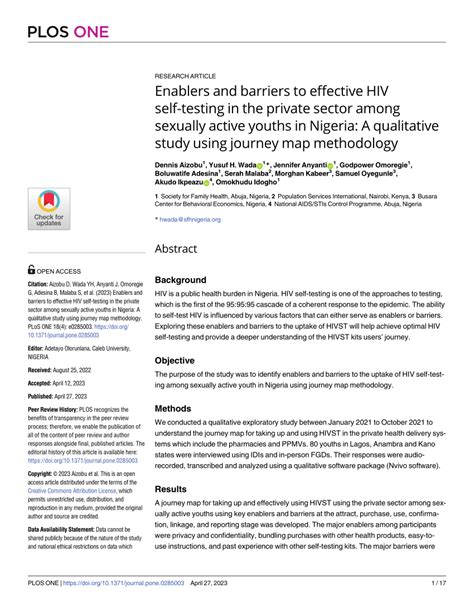 Pdf Enablers And Barriers To Effective Hiv Self Testing In The Private Sector Among Sexually