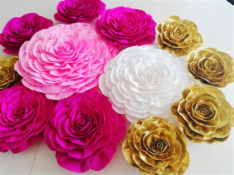 12 Large Paper Flowers Encanto Isabela Decor Wedding Pink Gold