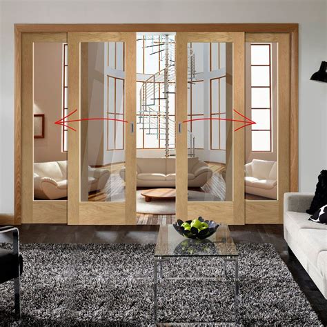 Easi Slide Op1 Oak Full Pane Sliding Door System In Four Size Widths