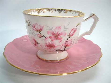 Pink Aynsley Tea Cup And Saucer Aynsley Floral Tea Cup And Saucer Crocus Shape Tea Cup