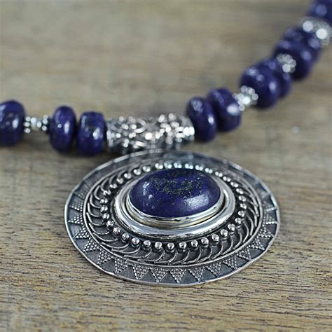 Unicef Market Lapis Lazuli Sterling Silver Beaded Pendant Necklace