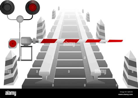 Vector Illustration Of A Railway Crossing Stock Vector Image And Art Alamy