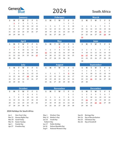 South African Calendar 2023