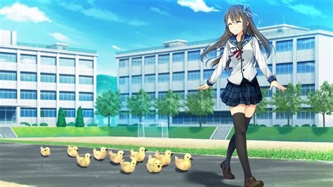 Wallpaper 2560x1440 Px Anime Girls Closed Eyes Duck School