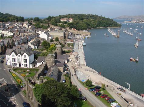 Conwy Town Walls And Harbour From Conwy Castle Conwy