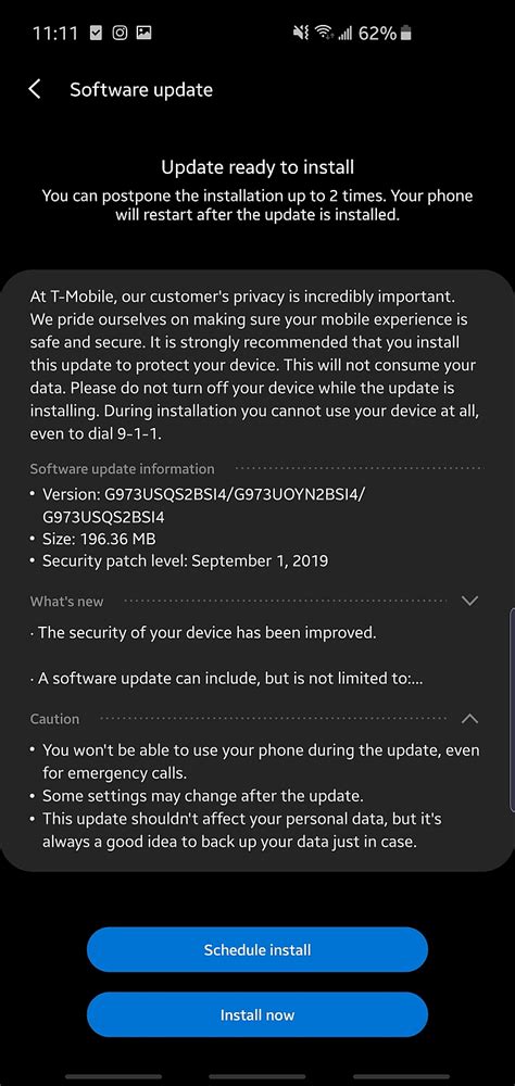 Galaxy S10 Gets September Security Update On T Mobile Sammobile