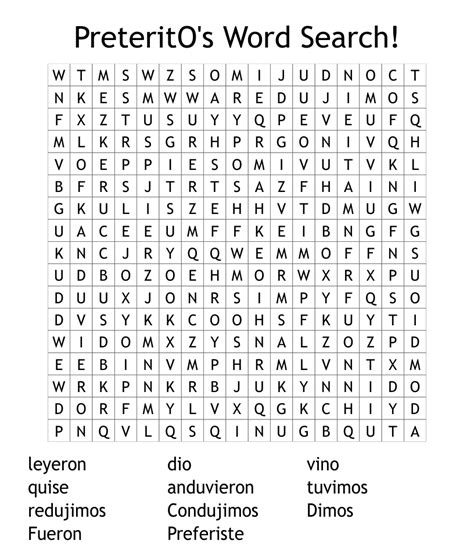 Pret Rito Vs Imperfecto Word Search Wordmint