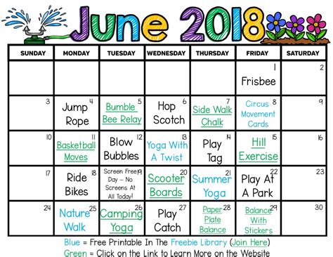 View our 2021 theme sequence. Summer Gross Motor Planning -Free Printable Activity ...
