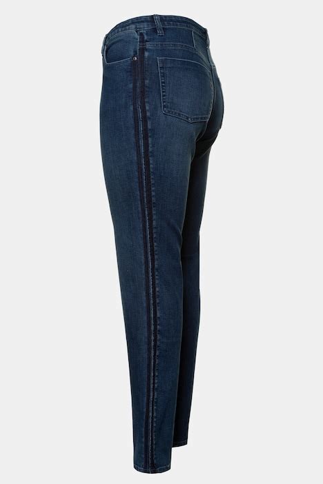 Dark Denim Side Seam Stripe Mandy Fit Stretch Jeans Jeans Pants