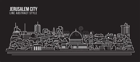Cityscape Building Line Art Vector Illustration Design Jerusalem City