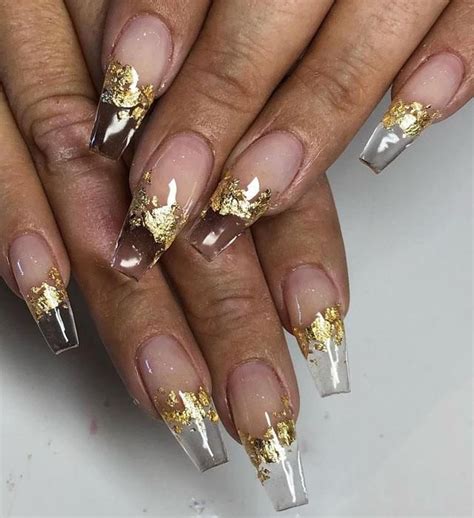 33 Gorgeous Clear Nail Designs To Inspire You Gold Nails Clear Nail