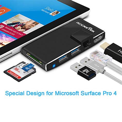 Microsoft Surface Pro 4 Usb 30 Hub Adapter Rocketek Dual Usb Card