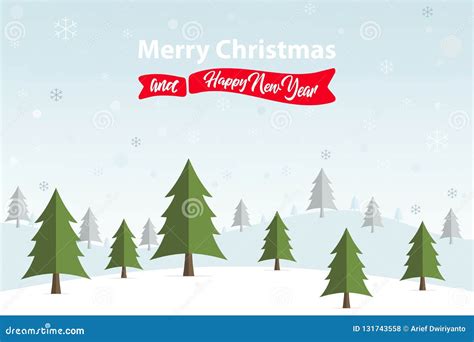 Christmas Card With Winter Landscaping Stock Illustration