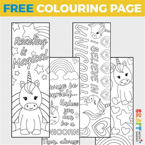 Free Unicorn Coloring Bookmarks To Print Craft With Sarah