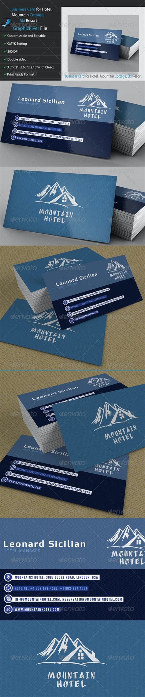 Business Card For Hotel Mountain Cottage Ski By Juraj0611 Graphicriver