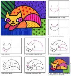Romero britto'nun rengarenk grafik tarzındaki çizimleri çocuklar için çok eğlenceli…! Draw a Romero Britto Cat | Temel sanat