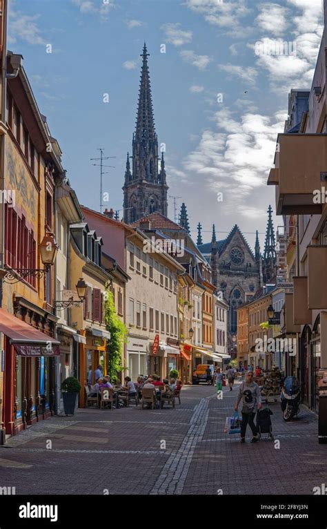 Old Town Center Pedestrian Zone Mulhouse Alsace France Stock Photo