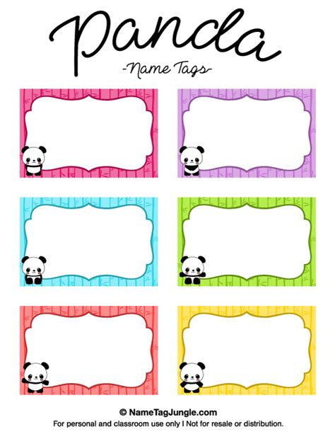 Printable Panda Name Tags Name Tag Templates Panda Names Tag Template