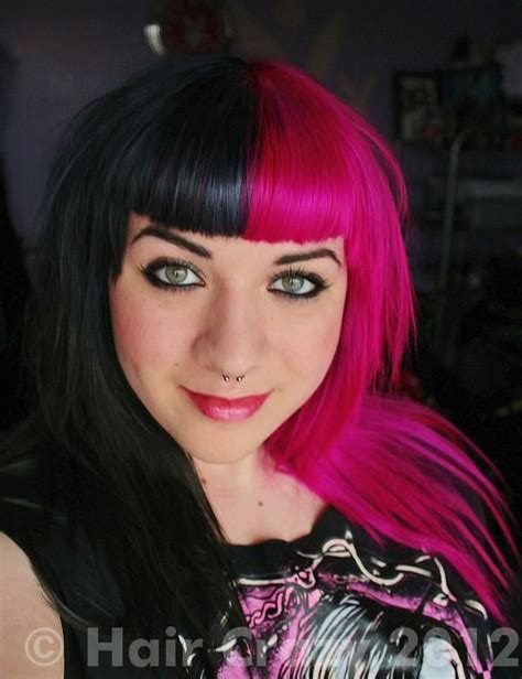 Manic Panic Hot Hot Pink And Raven Half Dyed Hair Half And Half Hair