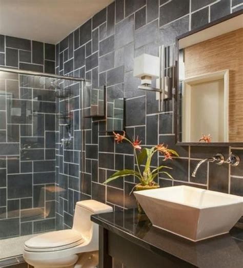 The natural stone and rich gold blush of this bathroom floor evokes rustic magnificence. Unusual Design Bathroom Tiles Ideas | Slate bathroom floor ...